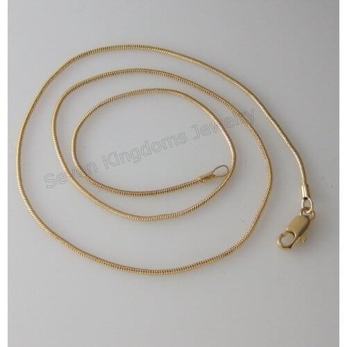 4 g 18" YELLOW GOLD GP FILLED THIN LINK SNAKE BONE CHAIN WIDTH 1 MM NECKLACE