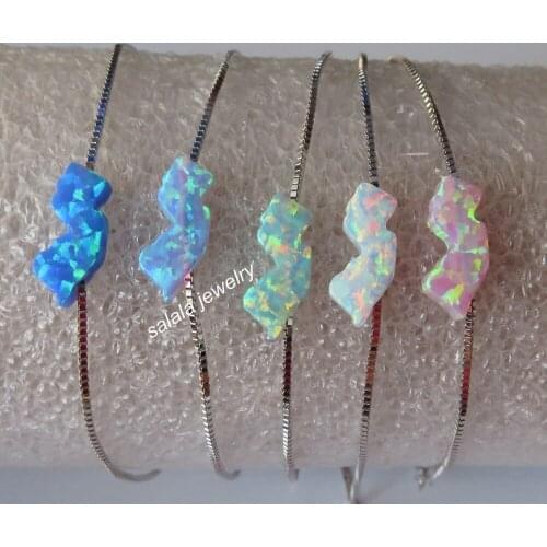 50pcs/lot Mix Colors NJ Opal Bracelet 925 Sterling Silver Synthetic New Jersey Opal Bracelet NJ Opal Bracelet