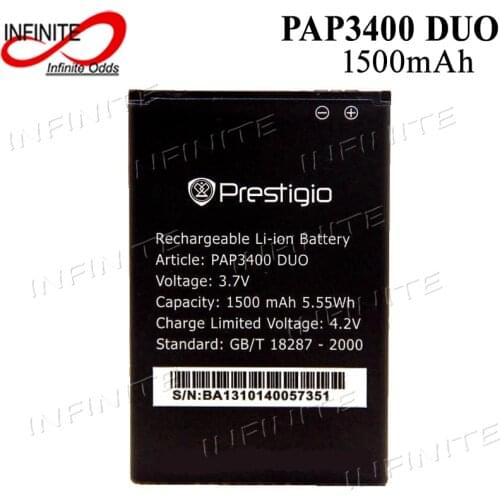 3.7V 1500mAh Mobile phone Battery for Prestigio MultiPhone PAP3400 DUO 3400 Batterie Bateria Accumulator AKKU