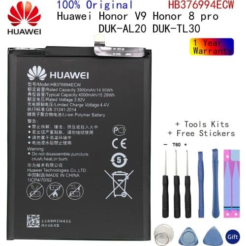 Battery For Huawei Honor 8 Pro Honor V9 DUK-L09 DUK-AL20 DUK-TL30 4000mAh HB376994ECW Original High Quality Phone Batteria AKKU