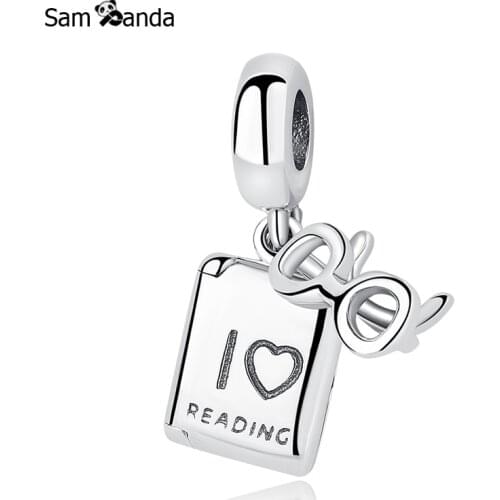 Authentic 100% 925 Sterling Silver Bead Charm I LOVE READING Book Pendant Charms Fit Bracelets DIY Women Jewelry