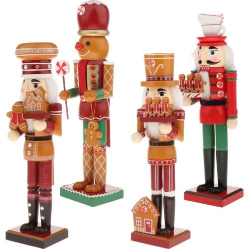 Wooden Nutcracker Soldier Merry Christmas Decoration Desk Ornaments Display 36CM