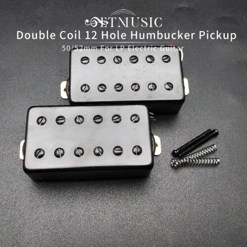 Double Coil 12 Hole Humbucker Pickup for LP Electric Guitar Neck/Bridge 50/52mm Black