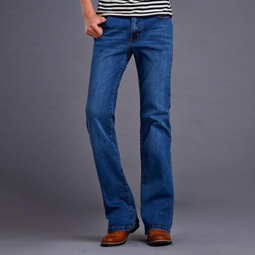 Jeans Men Spring and Autumn Light Mens Denim Micro Flare Pants Korean version of the large size stretch Slim micro-horn jeans