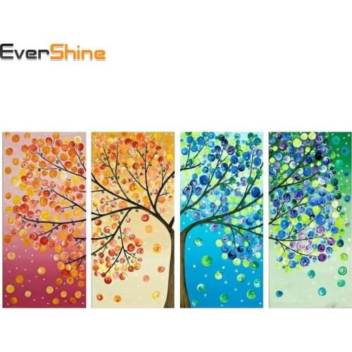 EverShine Diamond Embroidery Four Seasons Trees Full Square Diamond Painting Scenic Multi-pictures Diamond Mosaic Home Decor