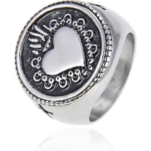 European and American retro heart-shaped stainless steel ladies ring