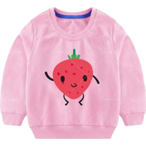 Spring Autumn Winter Baby Girls Cotton Pullovers Clothing Toddler Boy Sweatshirts Kids Strawberry Print Hoodies T-shirt 2-8Yrs