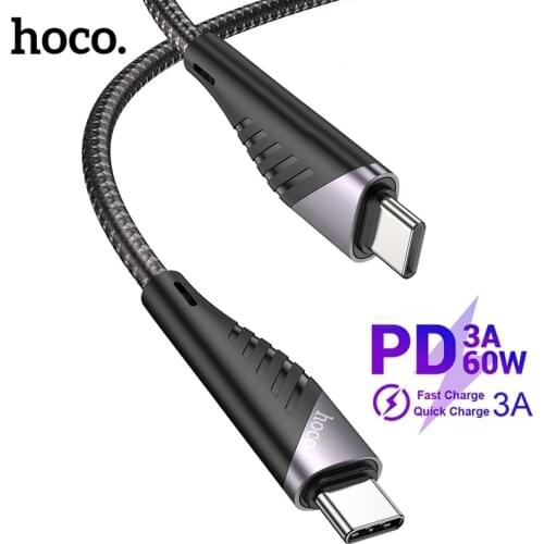 Hoco USB C to Type C Cable 3A PD60W For Samsung S20 S21 Ultra Fast Charging Wire Cord Nylone Cable For Macbook iPad Pro Tablets