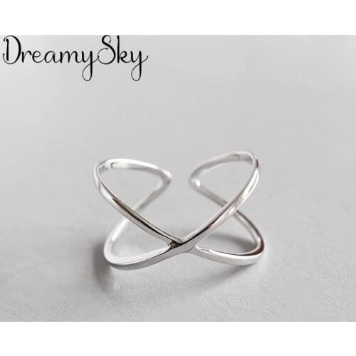 Exaggerated Personality Silver Color Simple Cross Rings For Women Wedding Jewelry Vintage Open Antique Ring Anillos