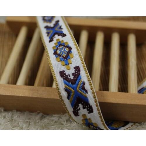 Beautiful trimmed geometric patterns webbing 3/4"2cmx10YD Zakka handmade accessories DIY polyester woven Jacquard Ribbon with