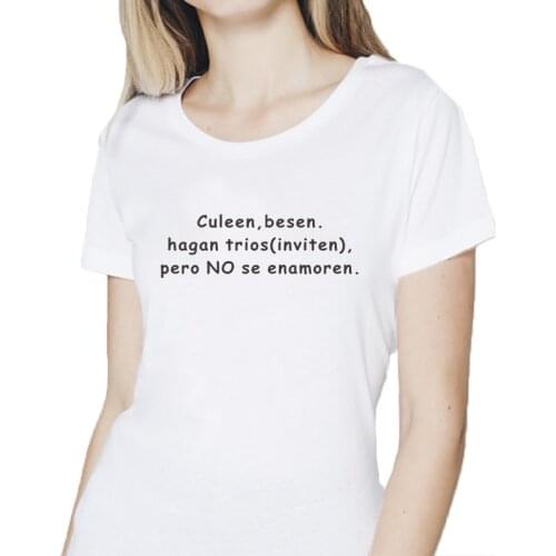 Fashion Spanish Letter Print Woman T-shirts camisas de mujer Summer Casual Short sleeve lady tshirt top clothing