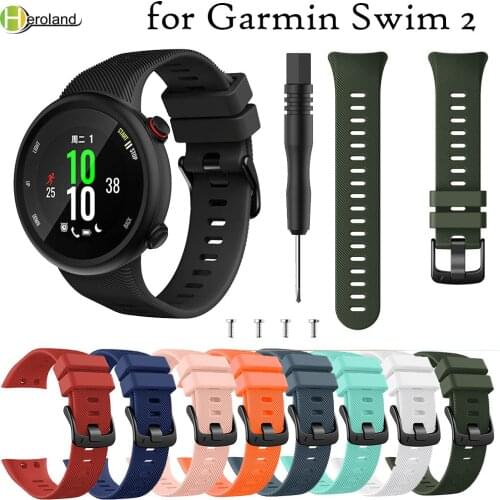 Fashion Replacement Watch Strap band for Garmin Swim 2 Silicone Smart Watches Bands Wristbands Correa Bracelet +tool Wrist Strap