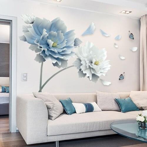 Wall Stickers Living Room Wallpaper Decorations Flower ButterflySelf-adhesive Flower Dining Room Art Home Decor