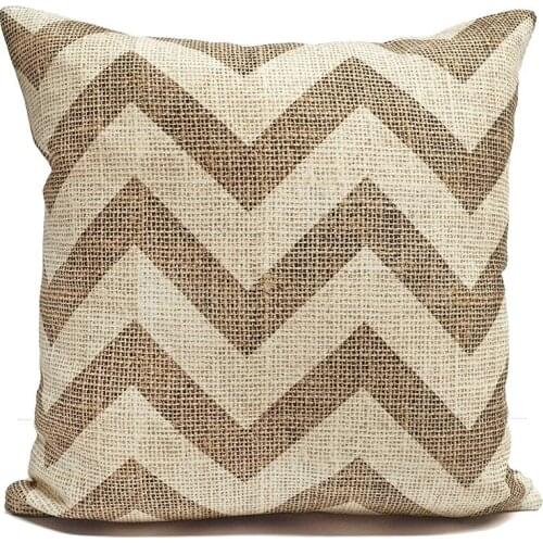 Bohemian Zigzag Handmade Linen Fabric Cushion Cover Pillowcase 2PCS Set / 45CM X 45CM