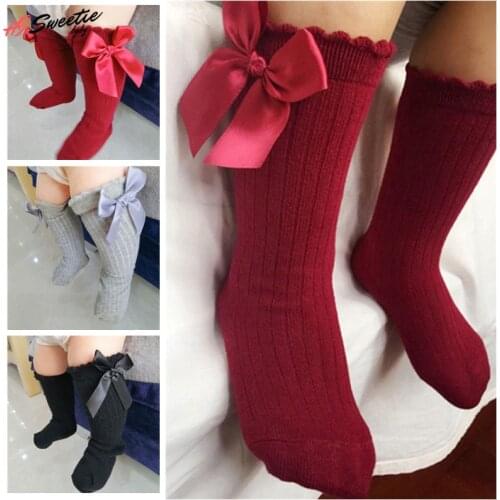 Socks Bow Summer Spring Mesh Newborn Baby Girls Kids for Christmas Winter Non-slip Terry Cotton Sokken Princess Knee High Long