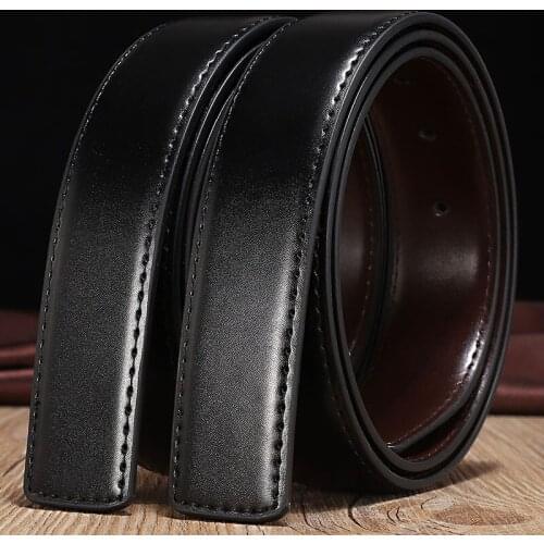 New 3.3cm Wide Double Side Black Brown Belt for Smooth Buckle (No Buckle) Genuine Leather Belt Body Straps without Buckle 2021