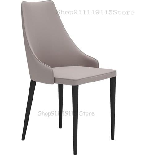 Nordic Dining Chair Modern Simple Household Fashion Gray High Back Negotiation Chair White Light Luxury Restaurant Leather Chair