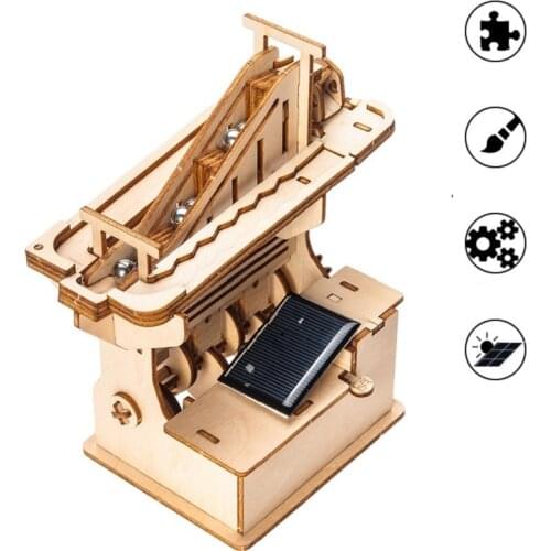 Steam Science Educational Kit 3D Stem Marble Run Racing Solar Powered DIY Model Assemble Mechanical Gear Engineering Model Toy