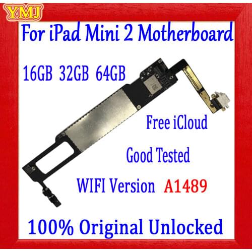 16GB 32GB 64GB Original Unlocked Mainboard For iPad Mini 2 Motherboard wifi version with Full Chips No iCloud,Good Tested