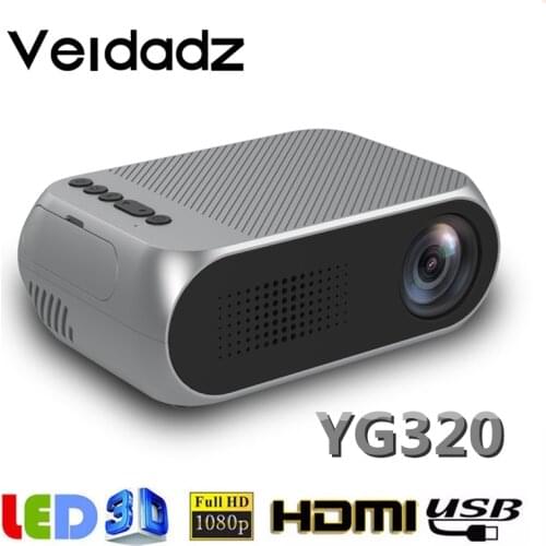 VEIDADZ YG320 Mini Portable LED Projector 3.5mm Audio Support 1080P HD Playback HDMI USB 600 Lumen Home Media Player
