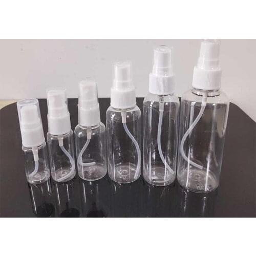 10ml 20ml 30ml 50ml 60ml 100ml Empty PET Clear Plastic Fine Mist Spray Bottle for Cleaning Travel Essential Oils Perfume