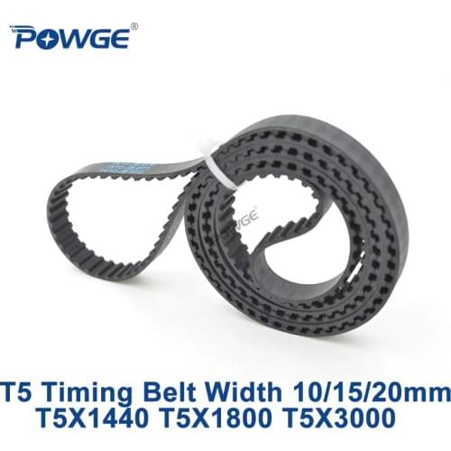 POWGE T5 Synchronous timing belt C=1440/1800/3000 Width 10/15/20mm Teeth 288 360 600 Neoprene Rubber T5X1440 T5X1800 T5X3000