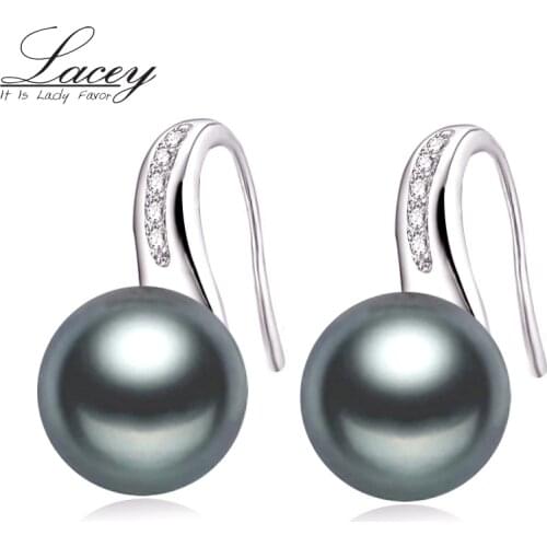 Freshwater Real Pearl Earrings For Women,925 Silver Pearl Earrings Jewelry Wedding Gift,Natural Black Pearl Stud Earrings Girls
