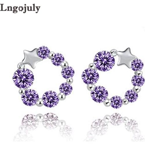 100% 925 Sterling Silver Women Star Zirconia StudEarrings For Women Girlfriend Anniversary Party Earring Silver 925 Jewelry Gift