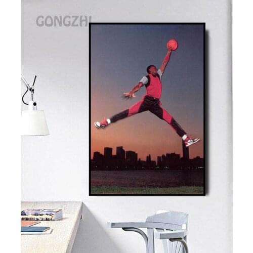 Nordic Sports Star Michael Jordan Basketball Player Wall Art Canvas Painting Home Decoration Bedroom Poster Basketball Fan Gift