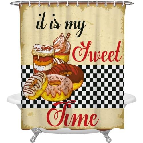 Waterproof Shower Curtains Dessert Food Donut Lattice Shower Curtain Frabic Polyester Bathroom decor Curtain
