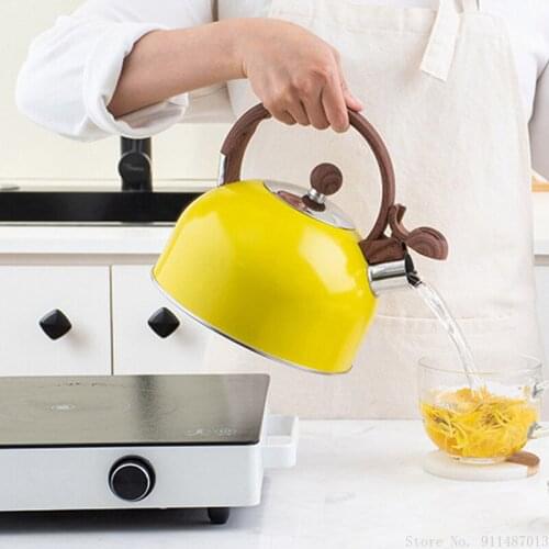 2.5L Kettle yellow Stainless Steel Whistling Coffee Teapot Convenient Kettle With Handle Home Restaurant Supplies Cold Kettle