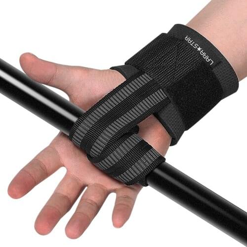 1 Pair Weight Lifting Grips Belt Gym with 2 Side Non-slip Grip Belt Tension Thickened Wrist Weightlifting Dumbbell