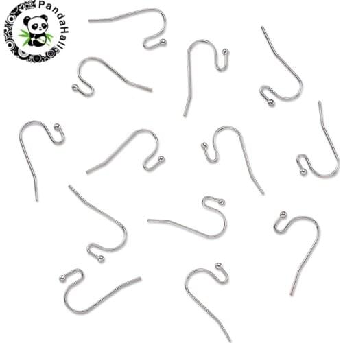 Pandahall 100pcs Brass Earring Wire Hooks with 2mm Ball Ear Wire Clasps for Jewelry Making DIY Women Dangle Earring 11x22x0.75mm