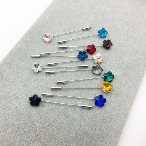 12pcs Hijab Pins Flower Glass Muslim Brooches Pin For Women Headscarf Cips Clothing Accessories