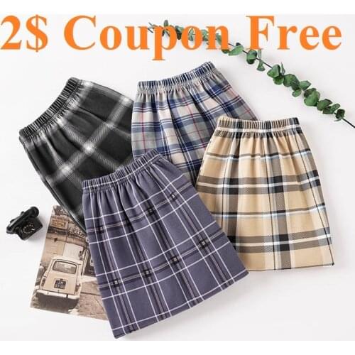 Boy Male Casual Plaid Pants Shorts Pajamas Slant Pocket Pyjamas L-5XL Sleepwear Nightwear Elastic Waist Mans Jams 6535cotto HDE