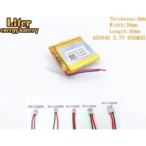 3.7V 600mAh 403840 polymer rechargeable battery FOR 3.7V 600MAH 403840 PLUG GPS MP3 MP4 MP5 Lithium polymer battery