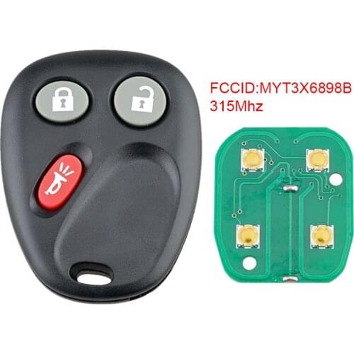 315Mhz 3 Buttons Keyless Entryless Remote Car Key Fob Replacement MYT3X6898B Fit for Buick Rainier / Chevy Trailblazer