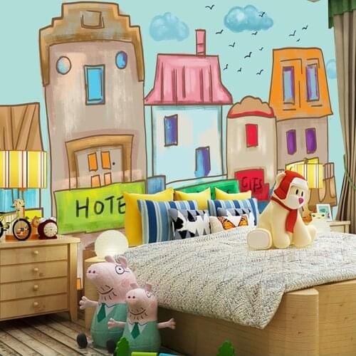 Custom 3D Mural Wallpaper Modern Hand Painted Cartoon Color House Children Room Baby Bedroom Decor Wall Painting Photo Wallpaper
