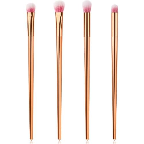 4Pcs Professional Eyes Makeup Brushes Set with Golden Handle Eyebrow Eyeshadow Makeup Brush Natural Hair Cosmetic Tools Kit