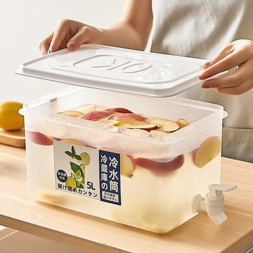 5L Cold Ice Kettle Large Capacity Fruit Juice Bottle Kitchen Drinkware Water Pot Restaurant Drinks Container Tool