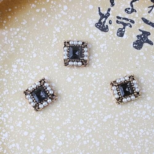 5 Pcs/Lot Rhinestone Pearl square Plate Diamond Button Jewelry Scarf For Hair Accessories Sewing Decorative Clothing Coat