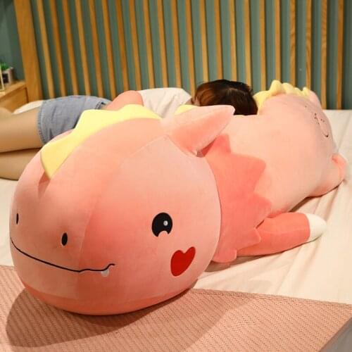 80cm/120cm Pink Dinosaur Plush Toys Big Soft Stuffed Animal Pillow Cushion Plushie Dinosaur Girl Doll Kids Birthday Gift