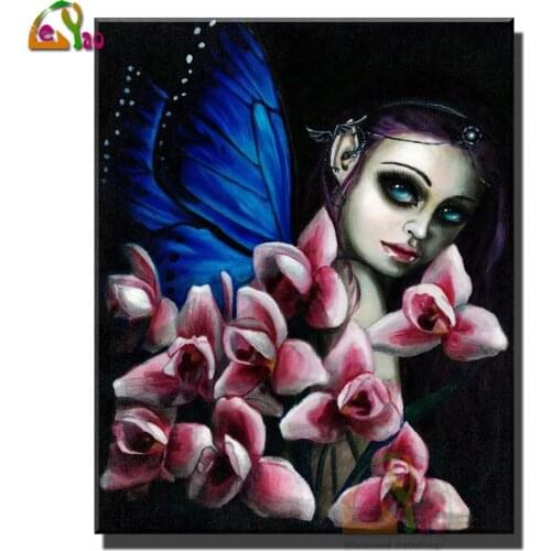DIY Orchid Dark Fairy 5D Diamond Painting Full Round Drill Fantasy Diamond Embroidery Halloween Gift Cross Stitch Kit Home Decor