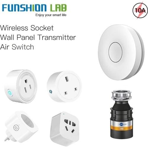 Wireless Socket Self-powered Air Switch Food Residues Garbage Disposal Appliances Fan TV 10A Remote Control No Drilling No Pipe