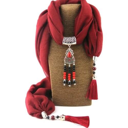 Bijoux Fashion Ethnic Necklace For Women Multicolor Ceramic Beads Statement Scarf Necklaces Bohemian Jewelry WF21