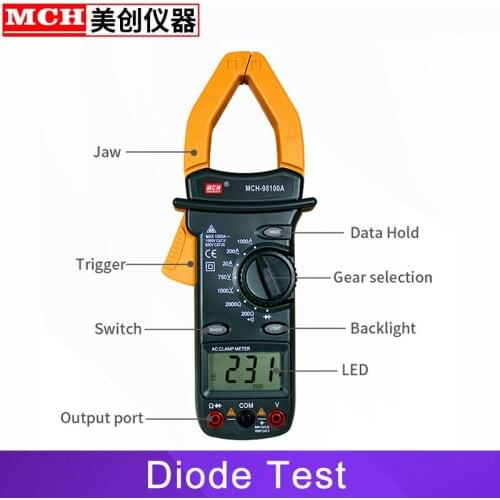Digital Clamp Meter DC 1000V AC 750V 1000A Diode test Factory Direct MCH-98100A Power Clamp Meter