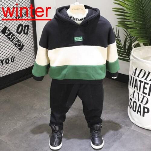 Childrens Clothing Boy Suit New Autumn Winter Childrens Thickened Hoodie Children Hoodies, t-shirts, thickened pants 3Pcs Set