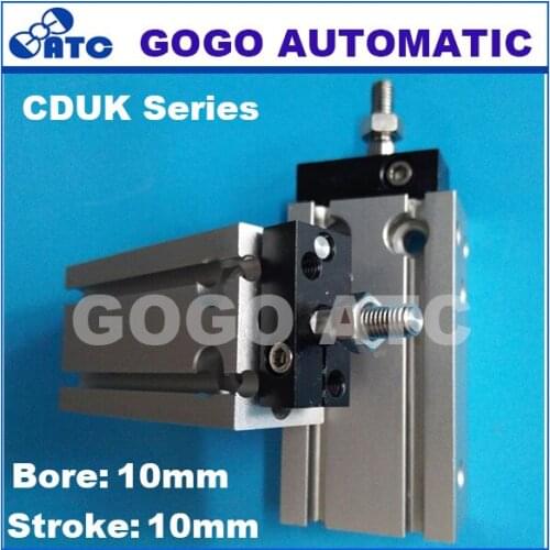CDUK10-10D SMC type double acting Non-rotating rod bore 10mm stroke 10mm aluminum alloy pneumatic air cylinder