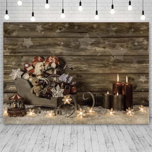 Avezano Backdrops Merry Christmas Winter Candle Light Sleigh Board Decor Banners Photography Background Photo Studio Photozone