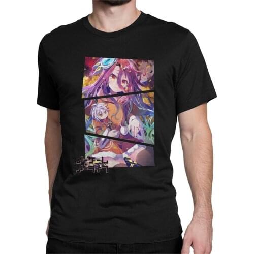 Mens No Game No Life Shuvi T Shirts Pure Cotton Clothing Casual Short Sleeve TShirt Men Cotton Tees Streetwear